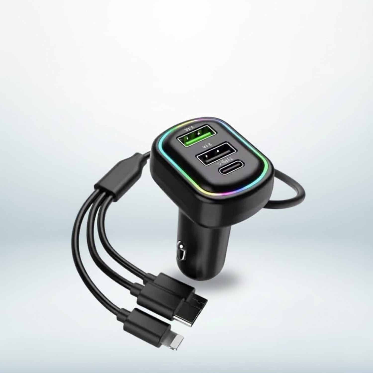 RGB breathing light car charging cable hub
