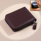 Close-up of accordion slots inside card holder wallet for easy card access