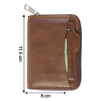 Zip closure card holder wallet highlighting stitched edges and sleek finish