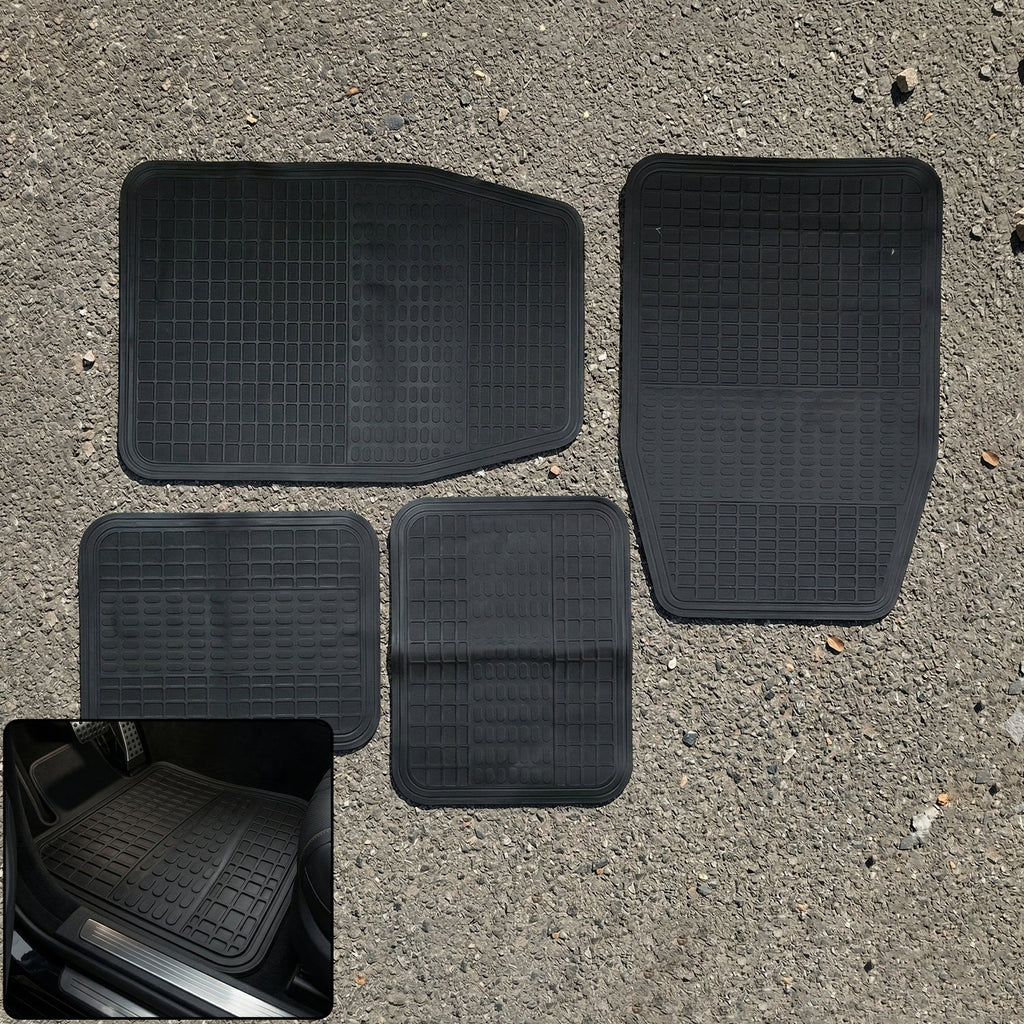 Set of 4 heavy-duty waterproof car floor mats with deep grooves for dust and mud protection