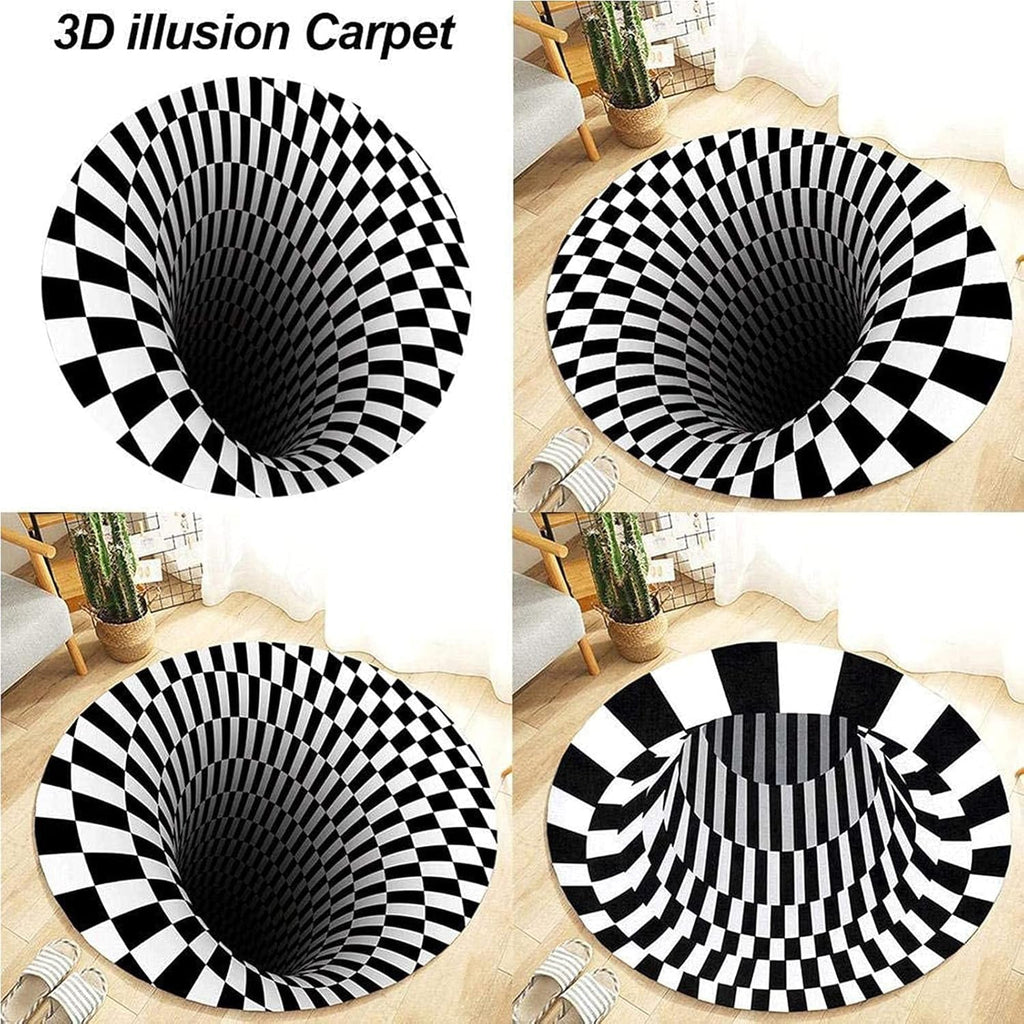 Anti-skid backing on 3D optical illusion non-woven doormat