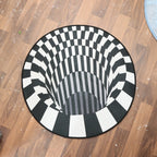 3D illusion round rug enhancing style in a modern living room