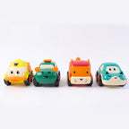 Side profile of Funwoods animal pull-back toy cars showing compact size