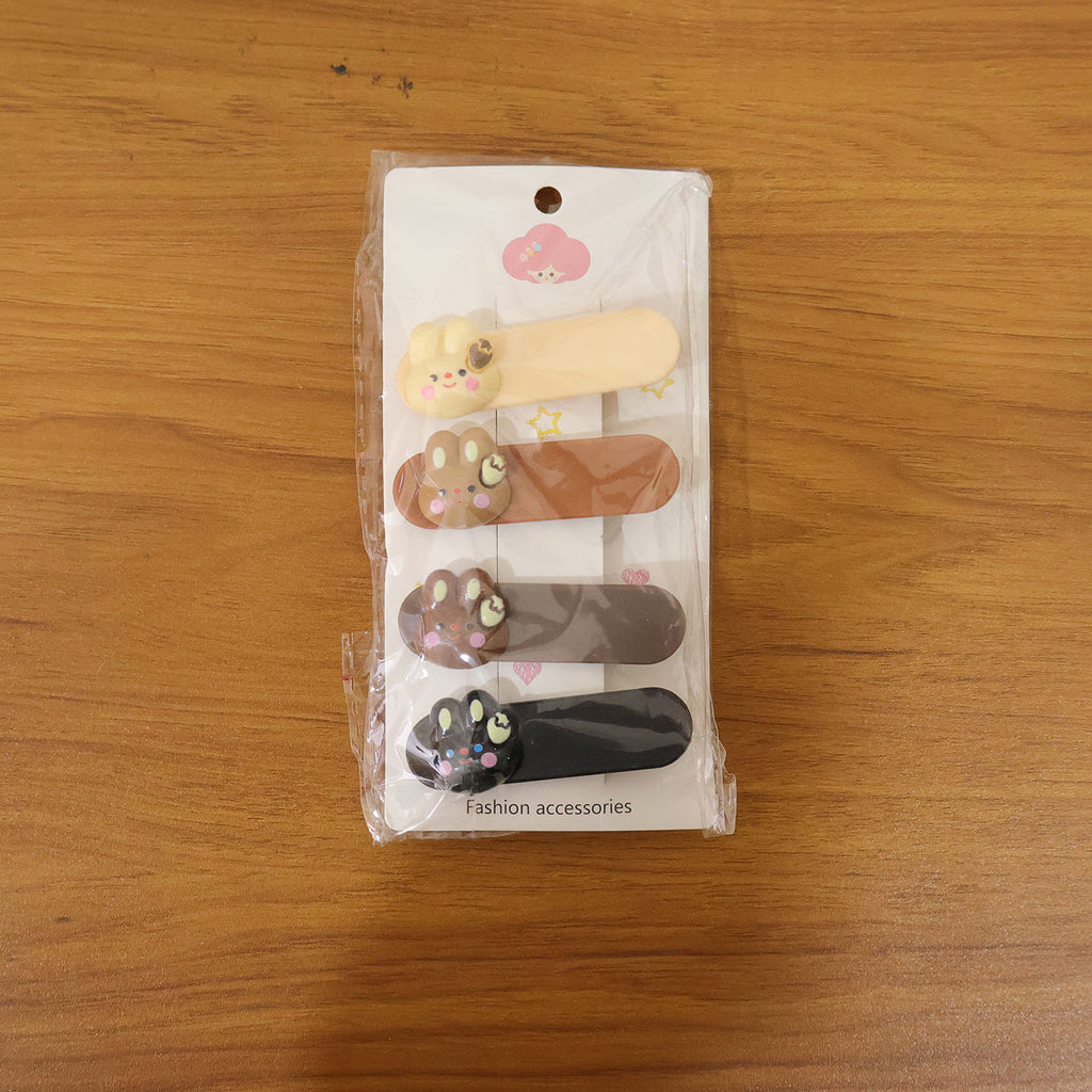 Bunny face hair clips styled in live hair showing playful decorative effect