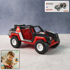 Funwoods free-wheel racing jeep toy car with wide tyres for stable push and go play