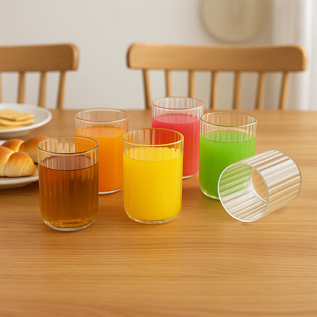 Supermom Casa Plastic Glass Set displayed in kitchen setting