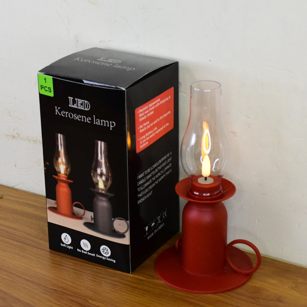Home décor LED candle lamp creating cozy vintage ambience