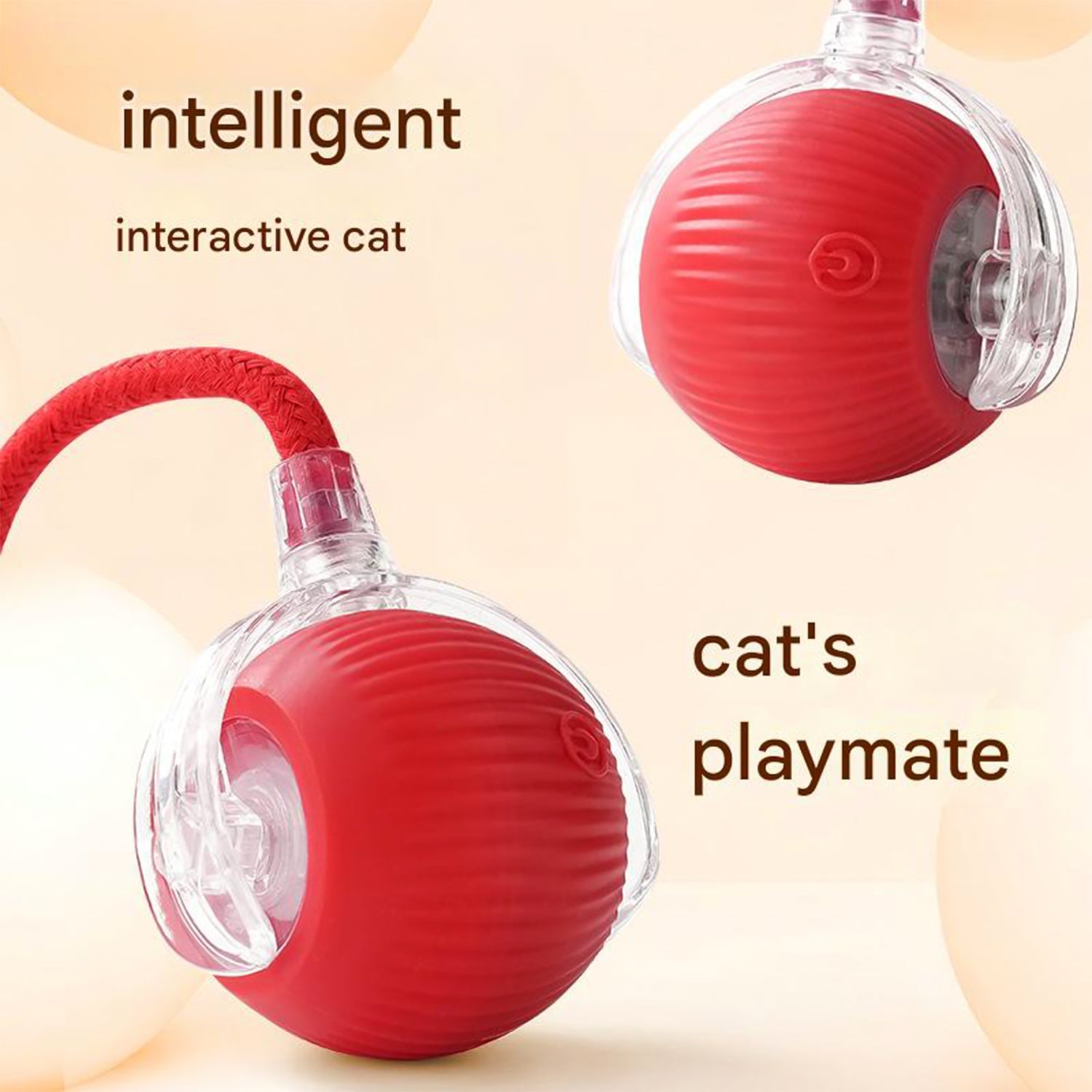 Smart motion sensor activated rechargeable cat toy ball with LED lights