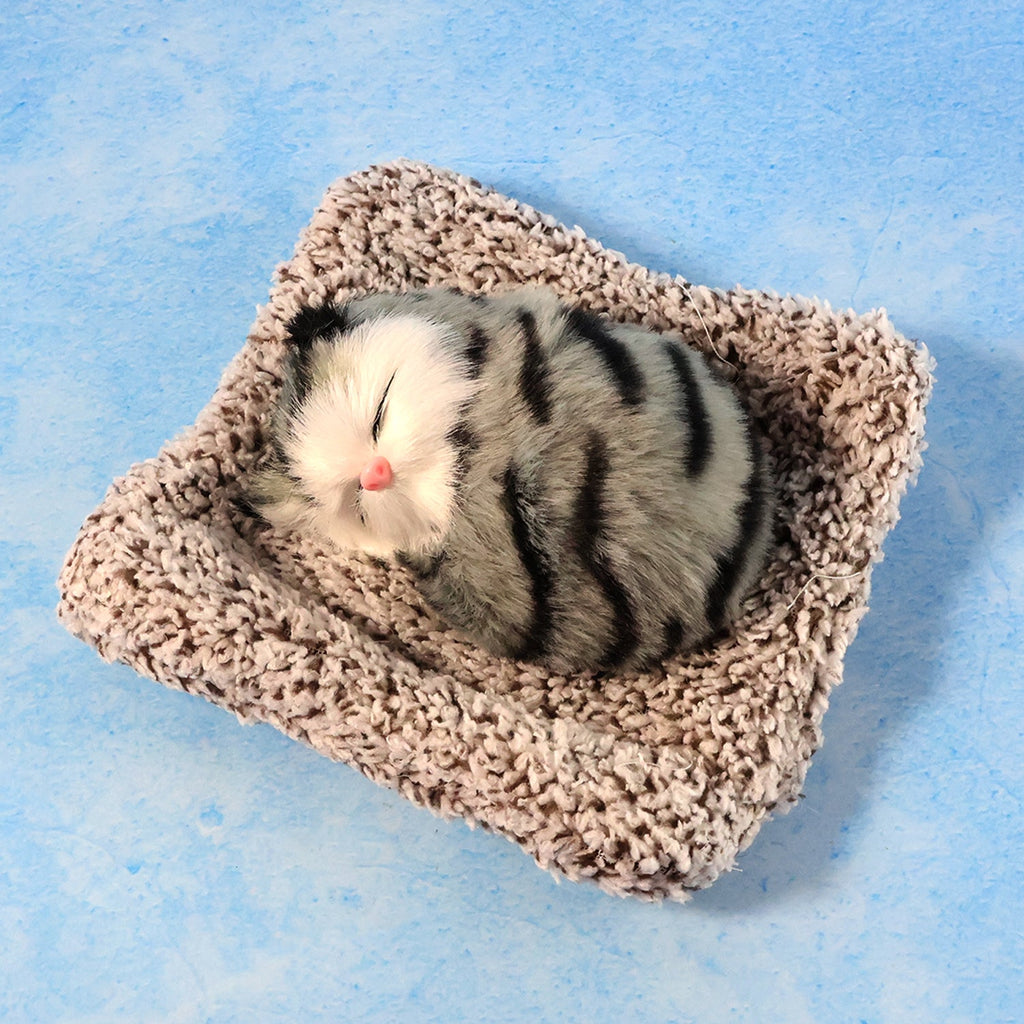 Soft decorative cat plush toy ideal for office desk and shelf decoration