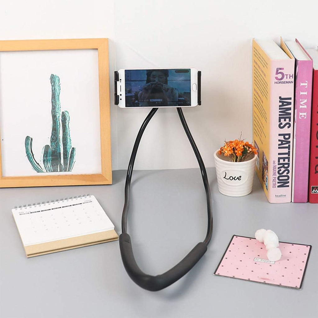 Phone stand showing adjustable angles on flexible neck phone holder