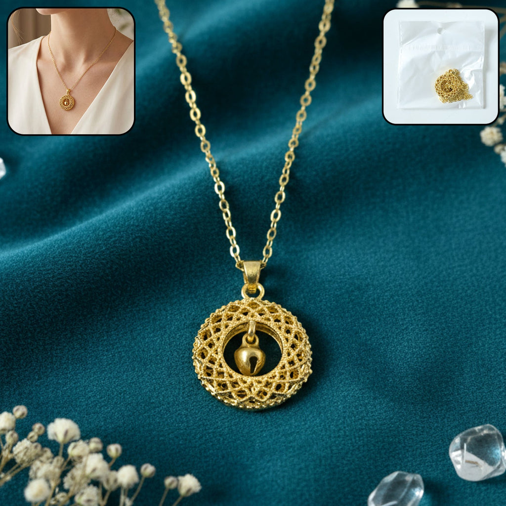 close-up view of golden necklace chain links highlighting craftsmanship