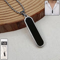 Minimalist bar pendant necklace with sleek chain displayed on white background