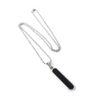 Pendant necklace featuring simple rectangular bar design