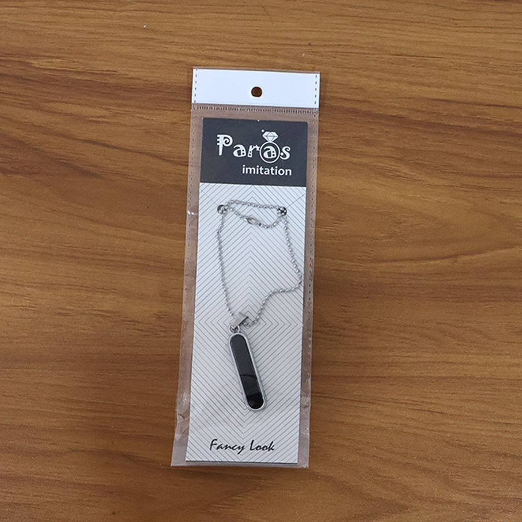 Minimalist bar pendant necklace presented with chain and gift packaging