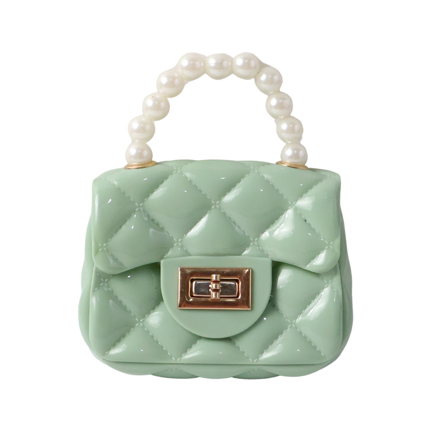 Fashionable quilted mini bag with unique pearl handle detail