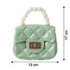Compact quilted mini handbag with secure front lock closure
