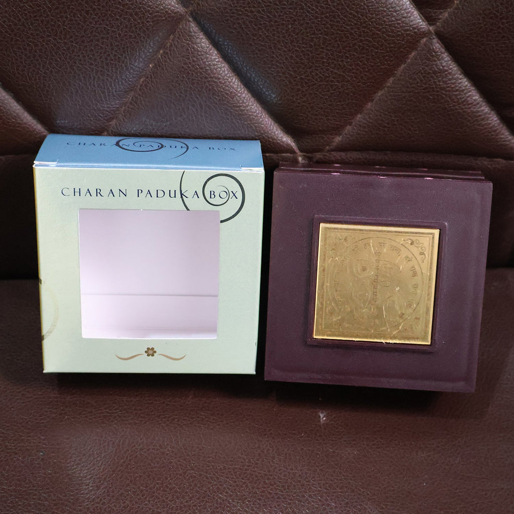 Golden Charan Paduka presented as ideal religious gift in elegant wooden box