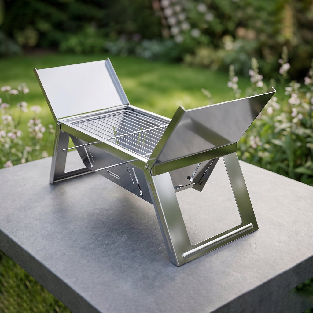 Durable steel outdoor grilling stand for camping