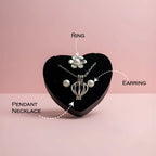 Close-up view of pearl necklace pendant in gift set