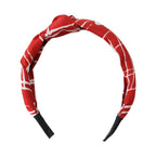Twisted knot headband in red and white print
