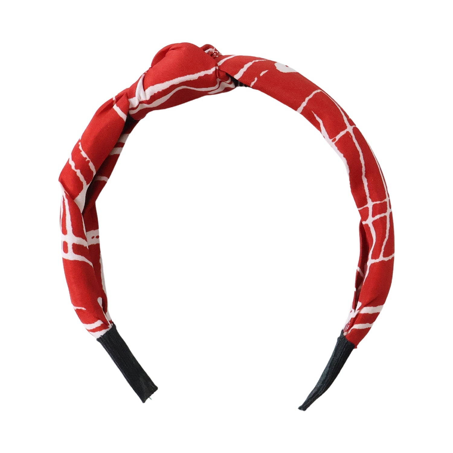 Twisted knot headband in red and white print