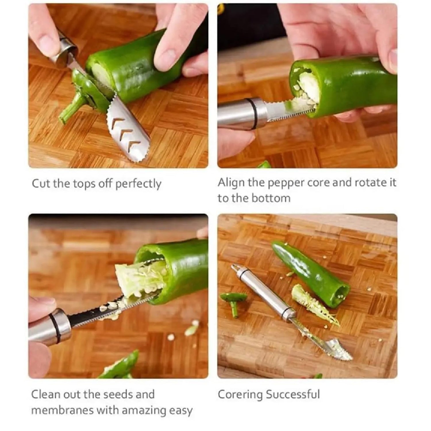 Rust-resistant stainless steel corer for fruits and vegetables
