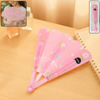 Foldable hand fan with floral print in folded position