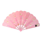 Hand fan demonstrating smooth folding action mechanism