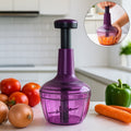Manual vegetable chopper with 650 ml transparent container and sharp stainless steel blades