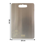 Stainless steel chopping board with built-in handle for easy storage