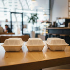 Display of 10 pack compostable meal boxes