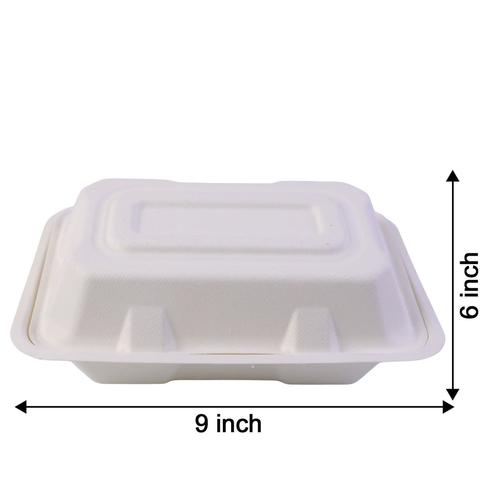 Premium sustainable bagasse food packaging size information