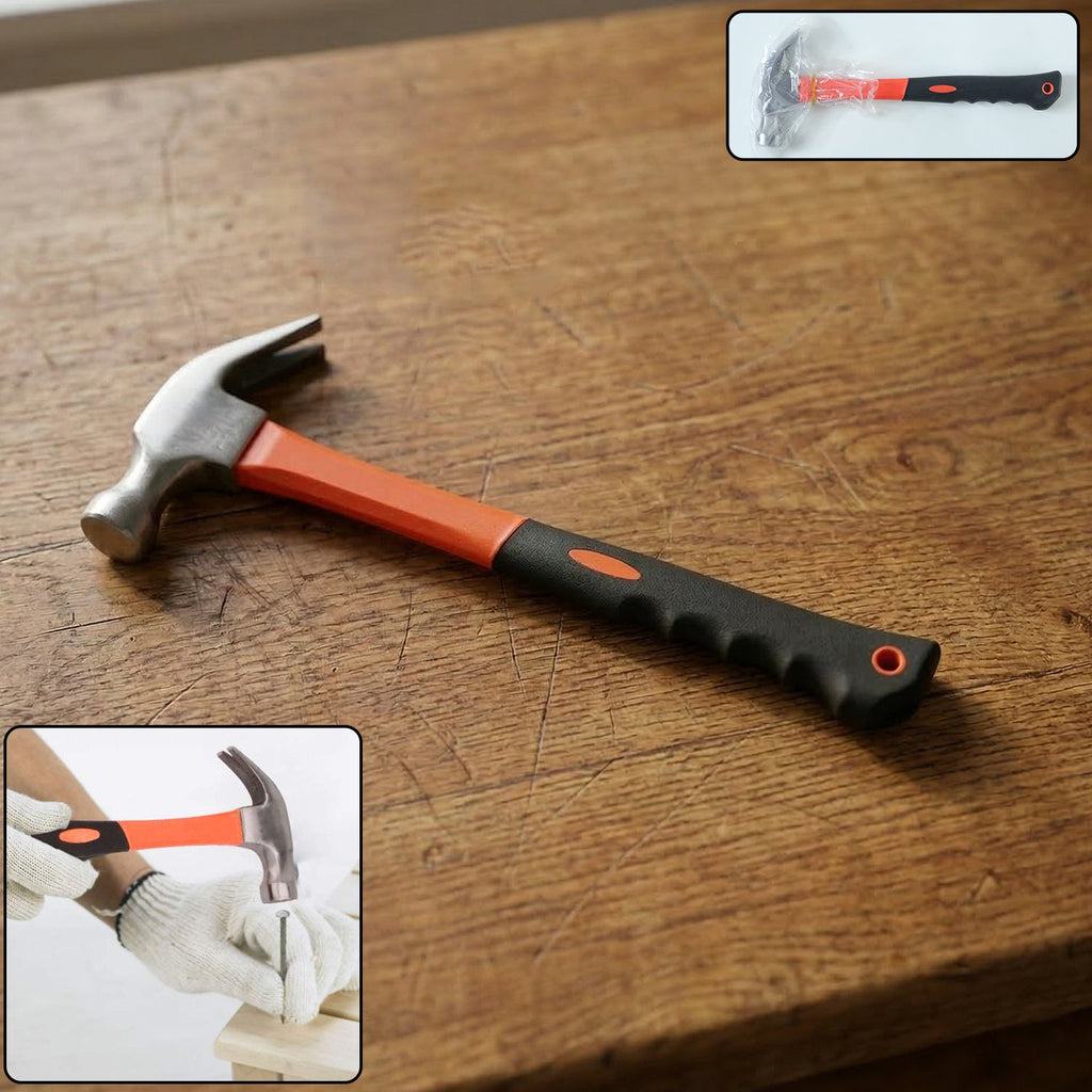 Claw Hammer with ergonomic rubber handle for DIY and home repairs
