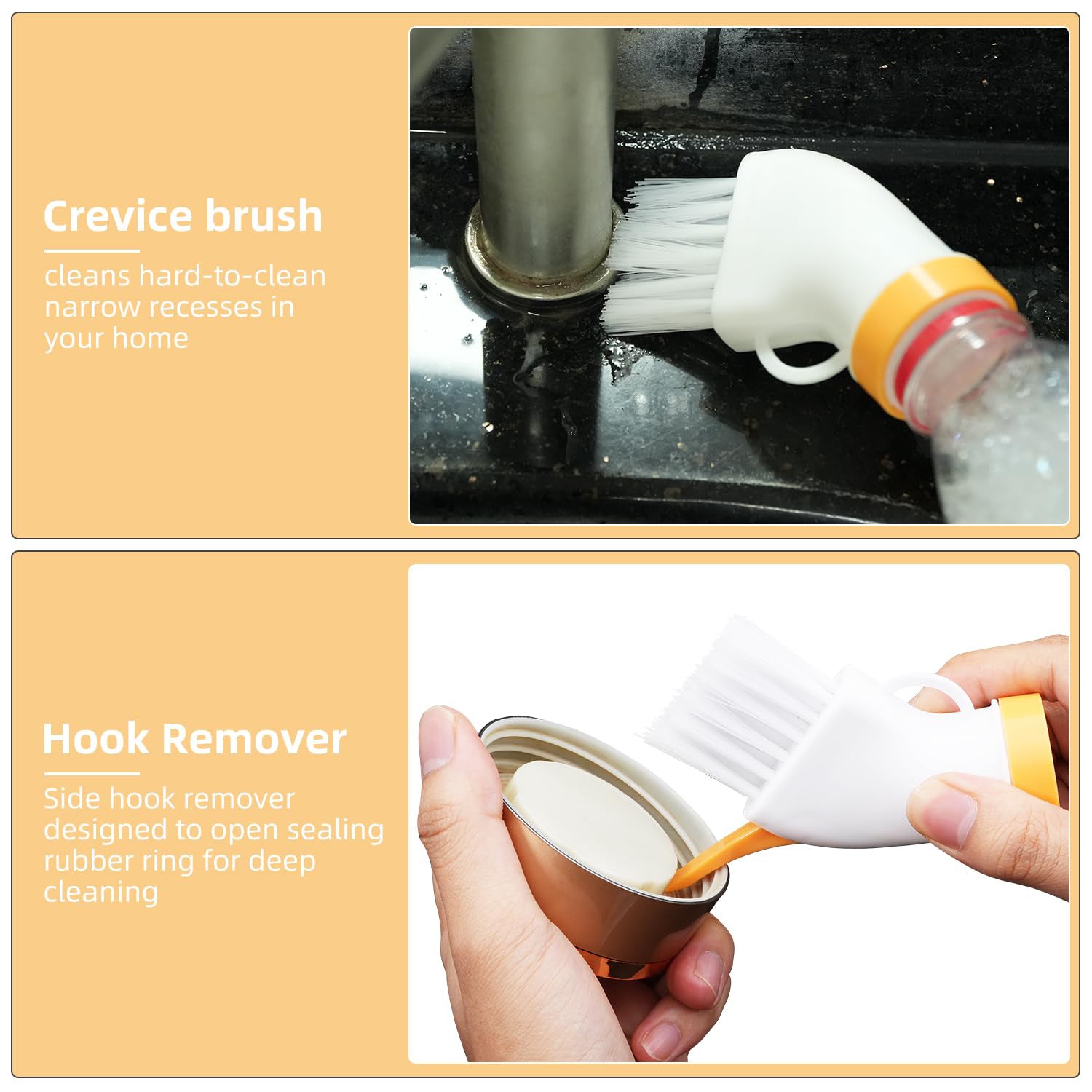 Ergonomic curved cleaning brush designed for bottle attachment