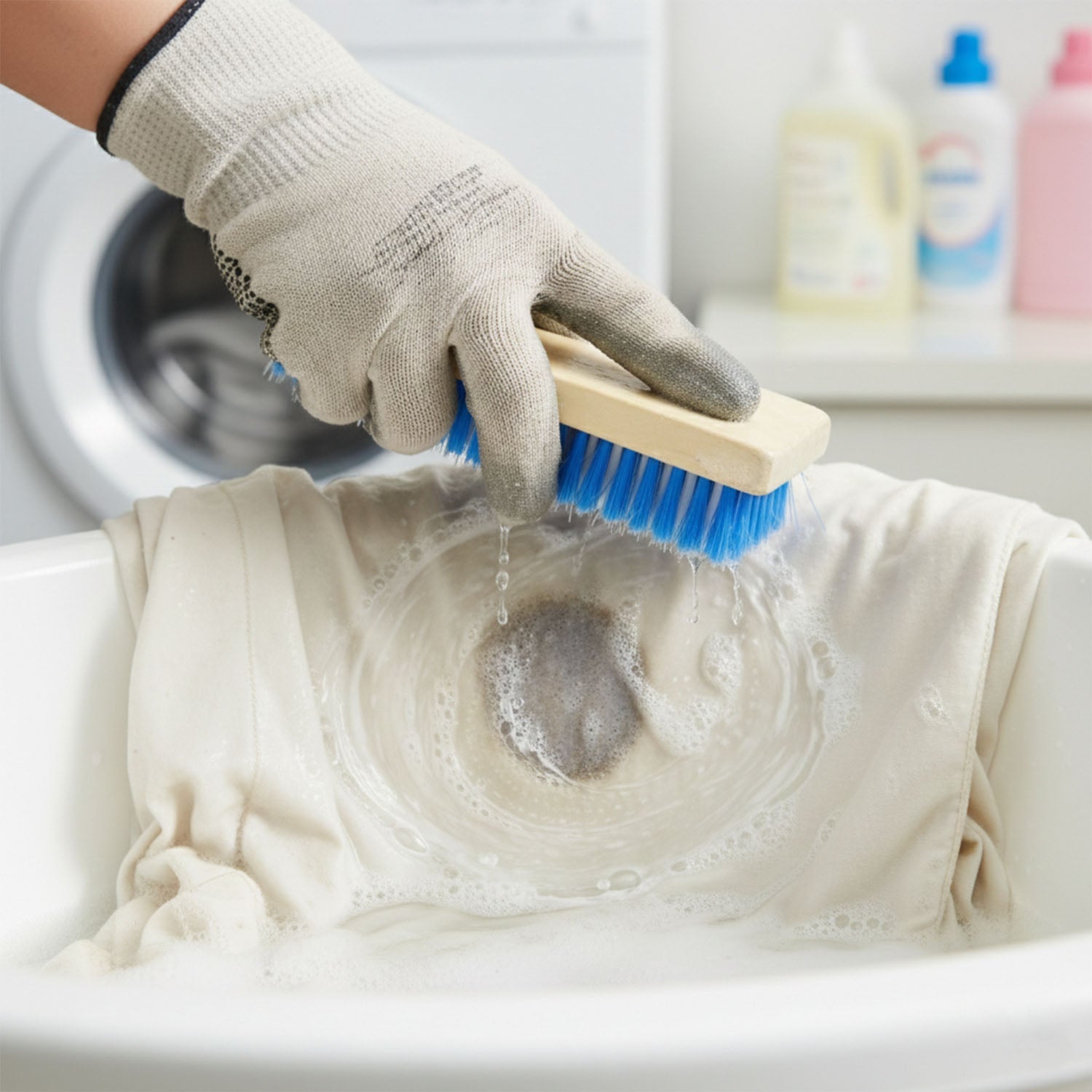 Scrubbing brush with hard bristles for effective floor and tile cleaning