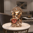 Elegant swan couple table lamp displayed on bedside table