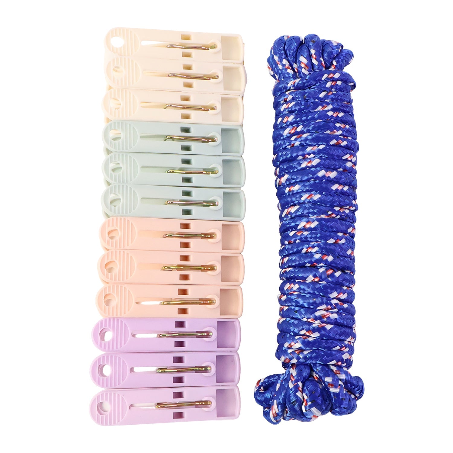 5 meter clothesline rope with 12 clips for balconies