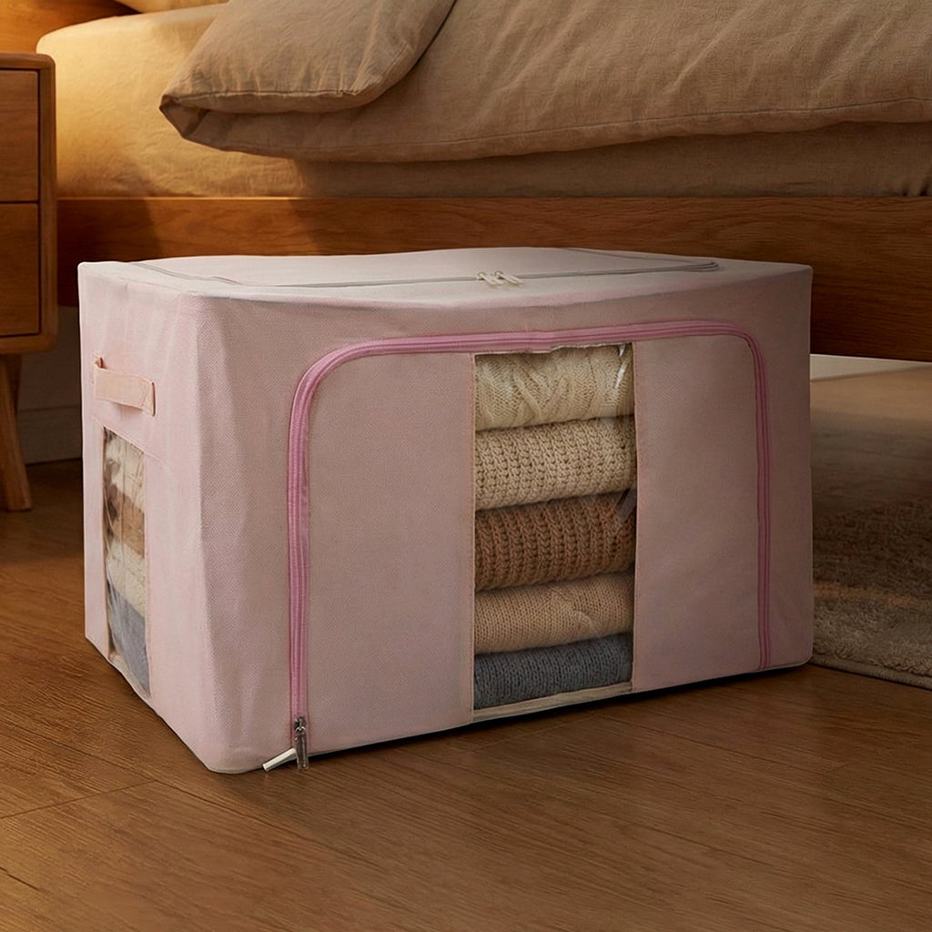 Stackable fabric clothes storage box for wardrobe organization