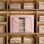Alternative angle of foldable fabric clothes storage box showing side details
