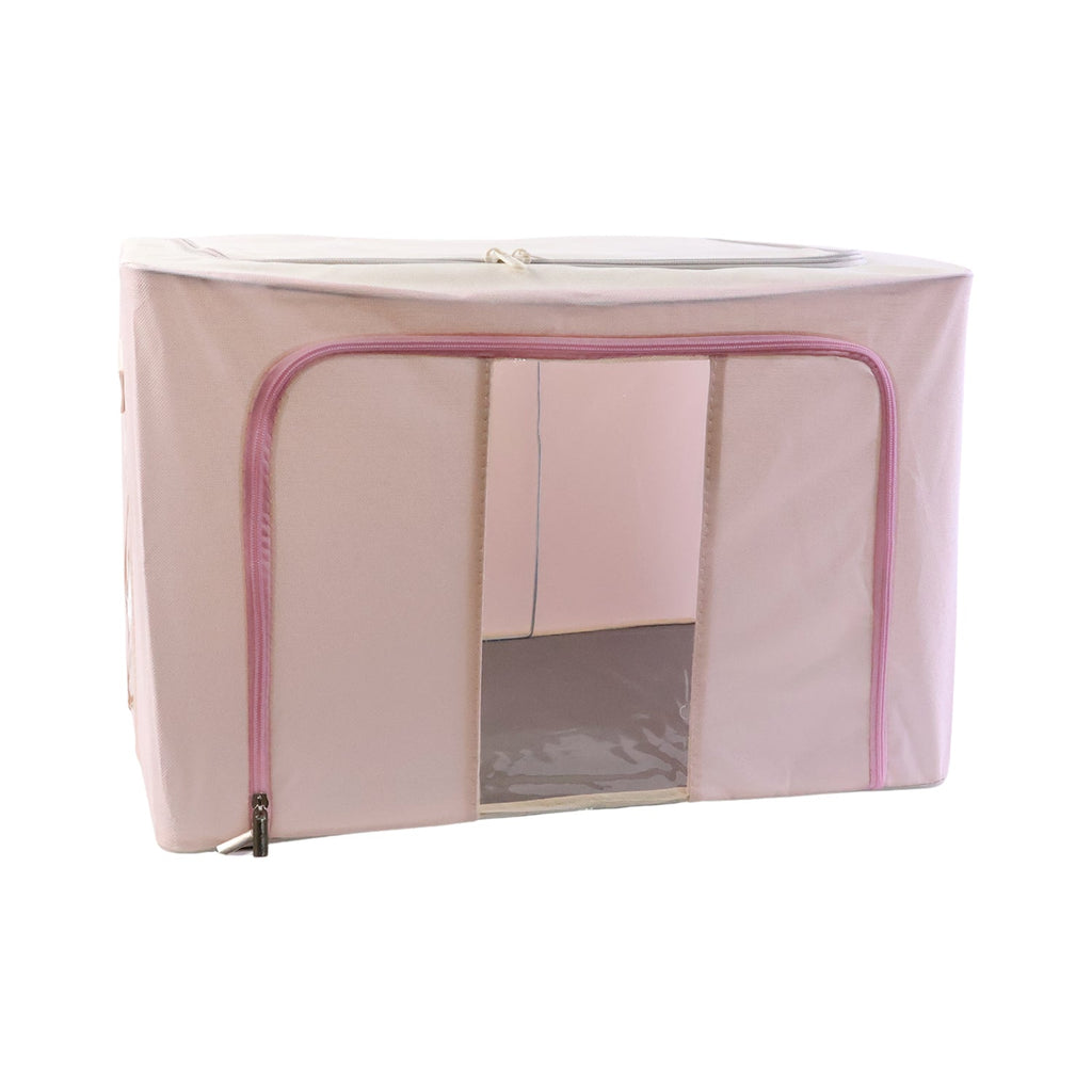 Close-up of fabric material on foldable clothes storage box