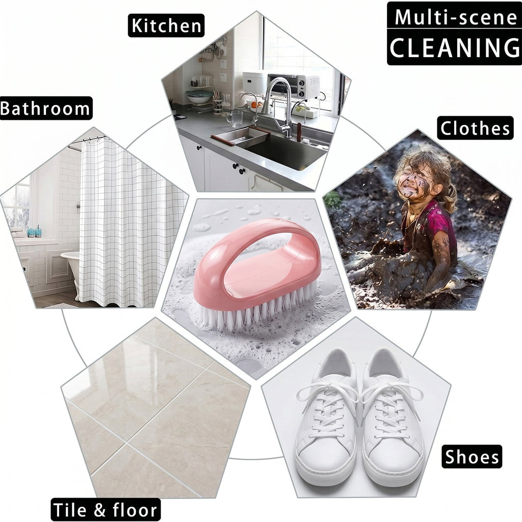 Top view of multi-purpose cleaning brush with handle