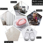 Top view of multi-purpose cleaning brush with handle