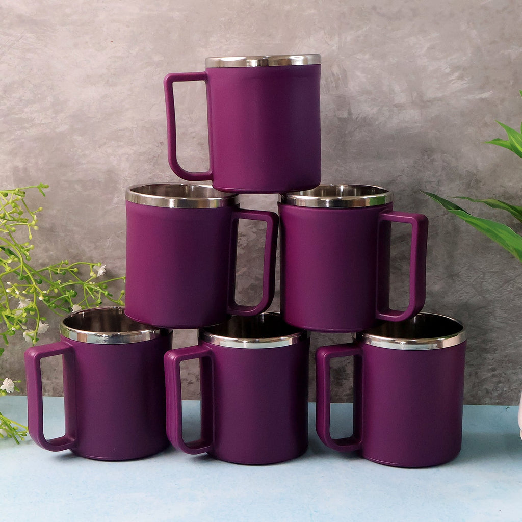Top view of Supermom stainless steel inner coffee mug set with 6 pieces