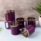 Set of 6 stylish coffee mugs featuring durable stainless steel interior