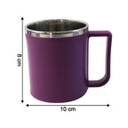 Modern coffee mug showing stainless steel inner surface for hygiene