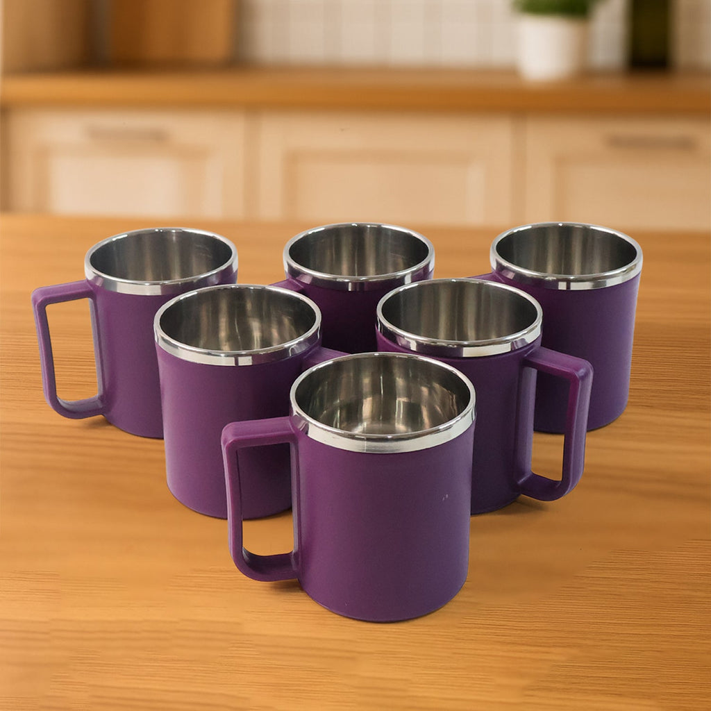 Coffee mugs arranged stylishly to showcase stainless steel coffee mug set