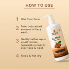 Close-up view of rich coffee face wash gel texture in Zequz packaging