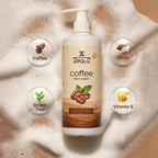 Coffee Face Wash pump bottle packaging with natural coffee aroma
