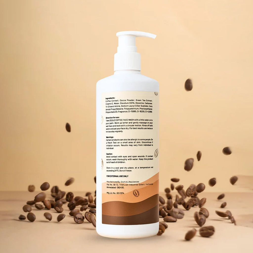 Application of Zequz Coffee Face Wash gel on hand to cleanse and exfoliate