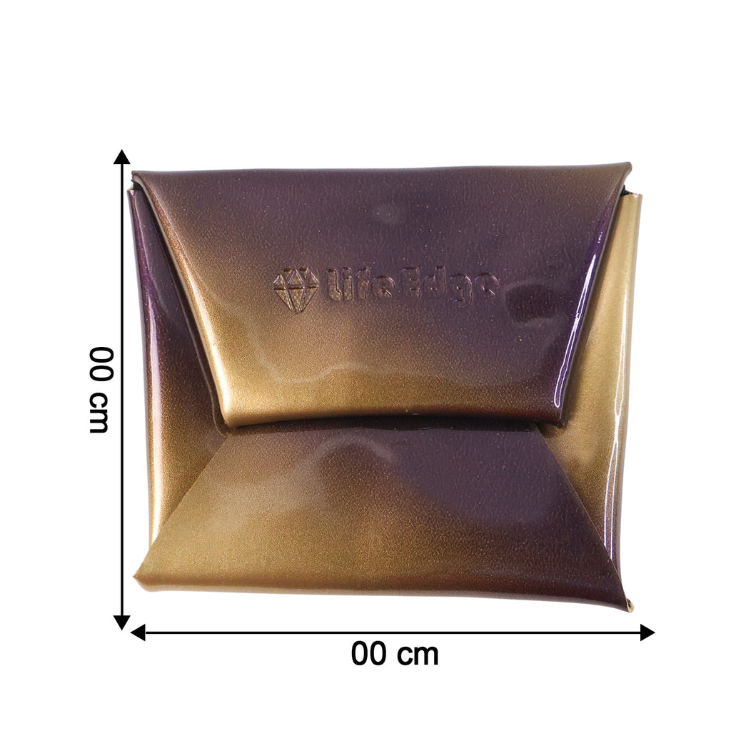 Front view of compact PU leather coin pouch